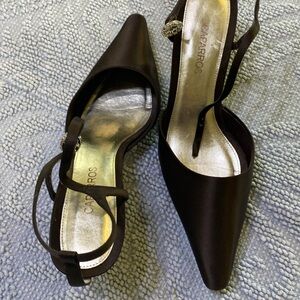 Women’s brown satin dress shoe